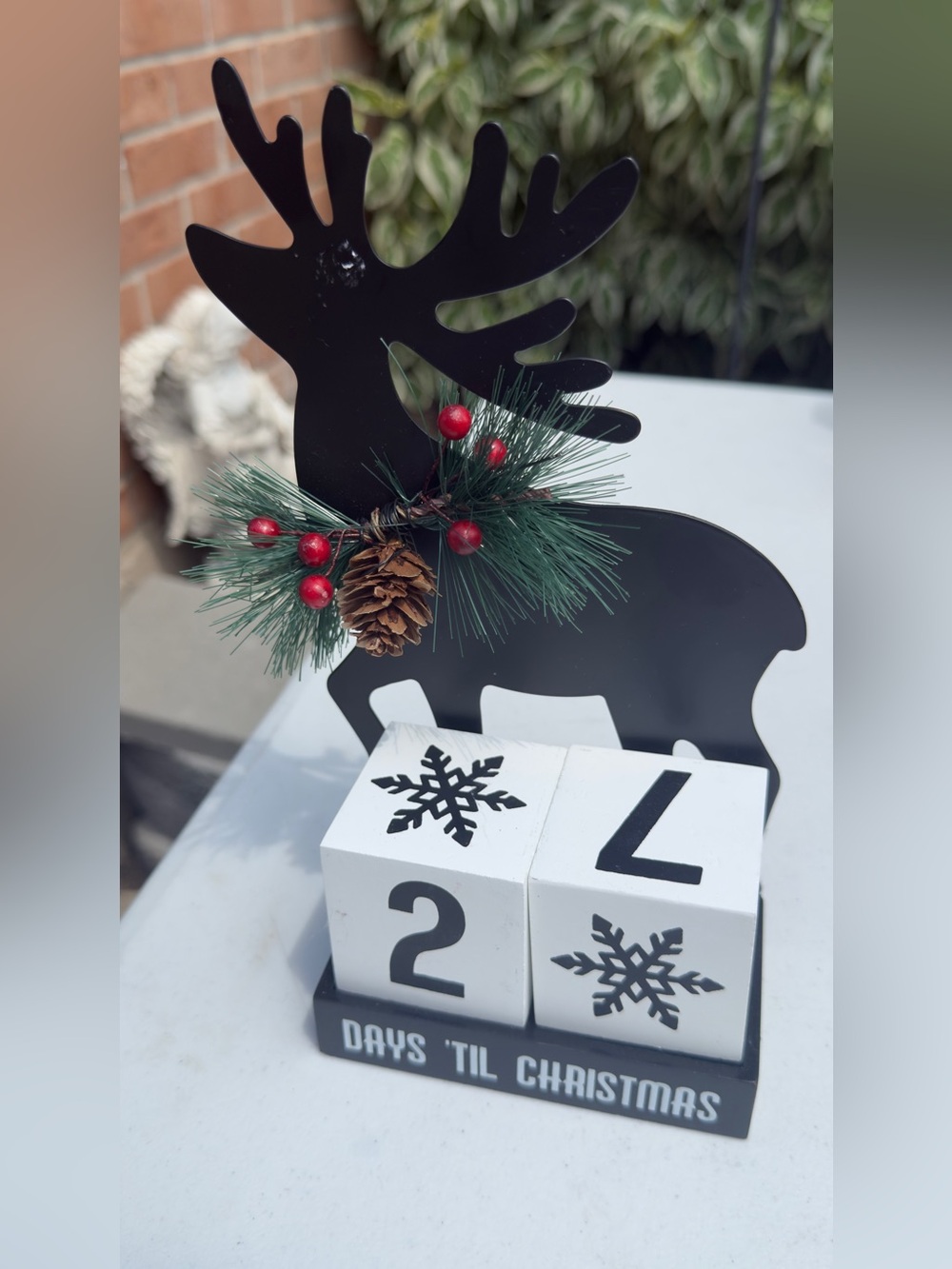 Hobby Lobby Black Reindeer Countdown with Red Berry Accents